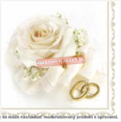 Obrúsky Maki 33x33cm 20ks- Svadobné ruža + prstienky
