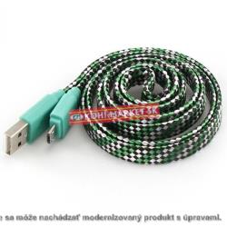 Prepojovací kábel (plochý) USB 2.0/MicroUSB zelený USB-103CF-G SBOX