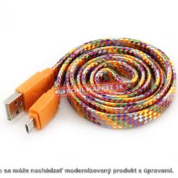 Prepojovací kábel (plochý) USB 2.0/MicroUSB oranžový USB-103CF-O SBOX