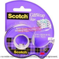 Lepiaca páska Scotch na darčeky 19mm x 7,5m s dipenzorom