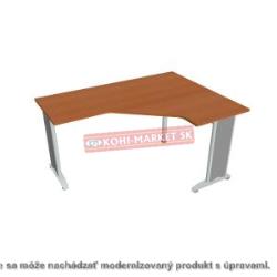 Pracovný stôl Flex, ergo, ľavý, 160x75,5x120 (60x60) cm, čerešňa/kov